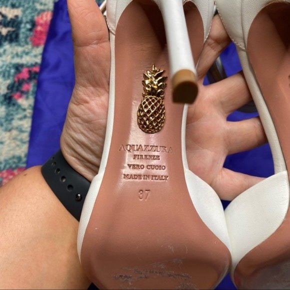 Aquazzura Casablanca 105 White Leather Pointed Toe Pumps - Picture 8 of 15